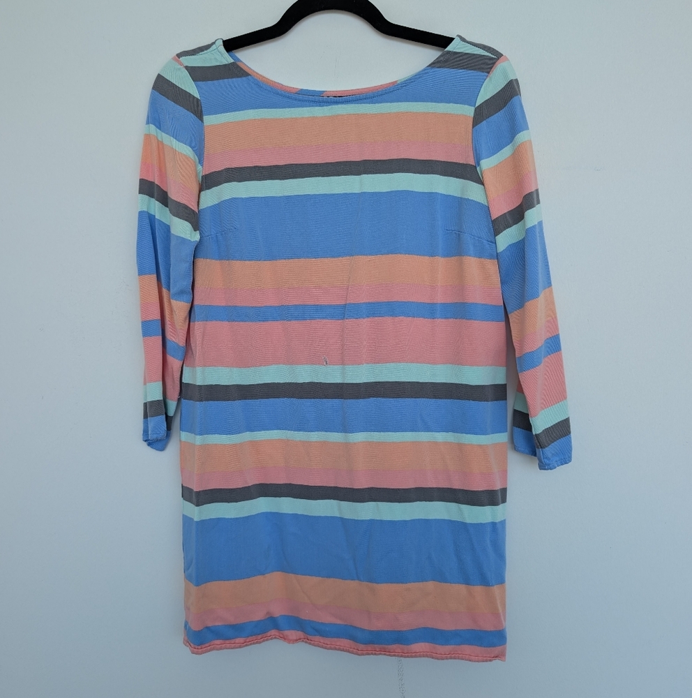 Dusen Dusen Striped Nautical Multicolor Coastal Women Longline Top Sz XS